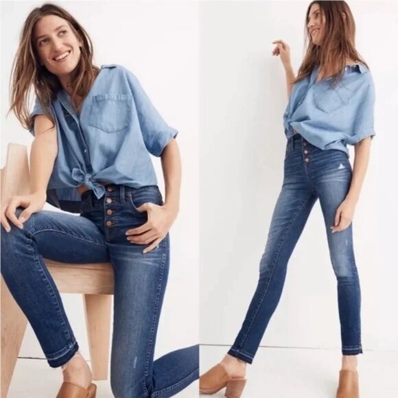Madewell 10" High Rise Distressed Skinny Jean Women's Size 24 - Picture 1 of 8